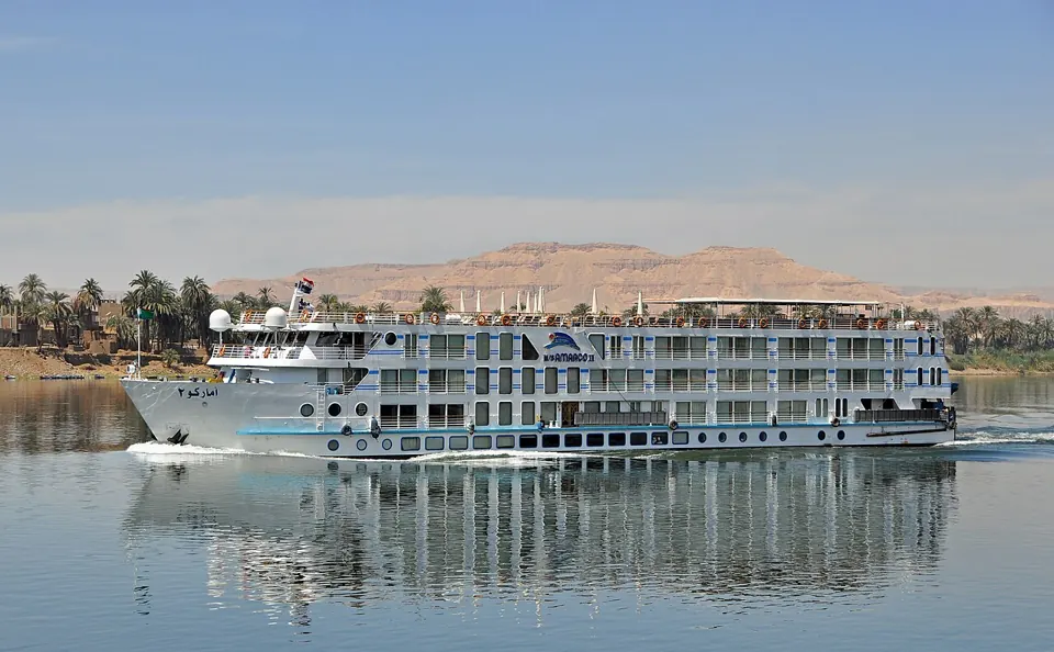 Nile cruise ship sailing near Luxor